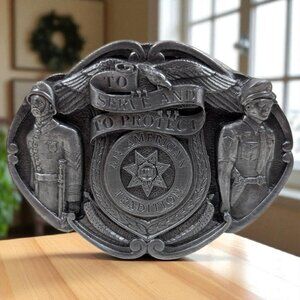 To Serve and‎ Protect Bergamot Brass Works Belt Buckle 80s USA made police
